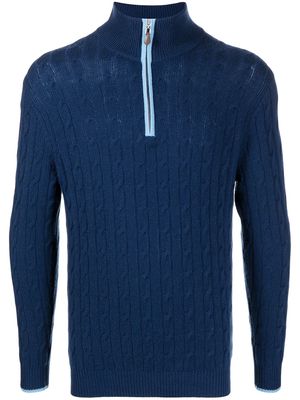 N.Peal cable-knit high neck jumper - Blue