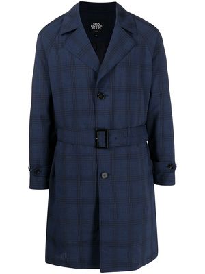 Man On The Boon. plaid check-print trench coat - Blue
