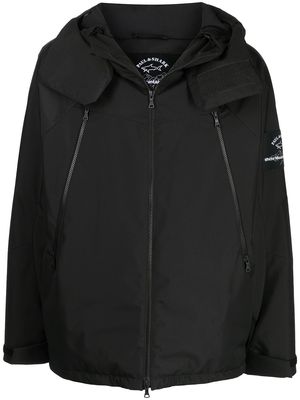 White Mountaineering logo-patch hooded jacket - Black