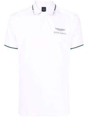 Hackett Aston Martin Racing tipped polo shirt - White