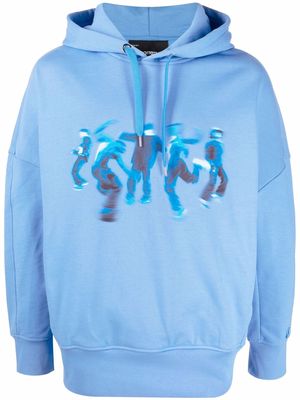 Neil Barrett Blurred Dancers cotton hoodie - Blue
