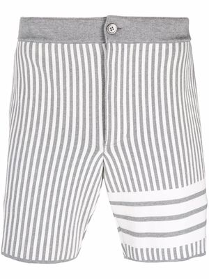 Thom Browne Seersucker 4-Bar jacquard shorts - 055 LT GREY