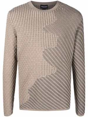 Emporio Armani intarsia-motif wool-blend jumper - Neutrals