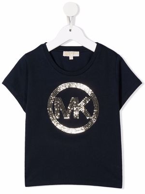 Michael Kors Kids sequin-embellished logo T-shirt - Blue