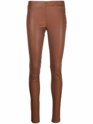 Arma skinny-cut leather trousers - Brown