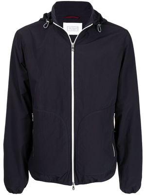 Brunello Cucinelli zipped hooded jacket - Blue