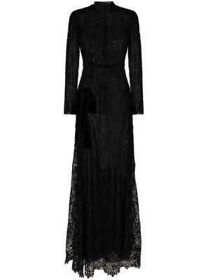 TOM FORD floral-lace long-sleeve gown - Black