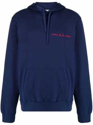 Maison Labiche embroidered slogan hoodie - Blue