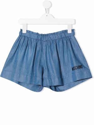 Moschino Kids logo-print detail shorts - Blue