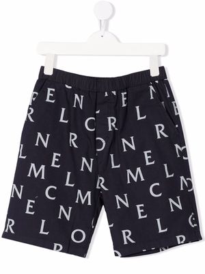 Moncler Enfant logo-print cotton shorts - Blue