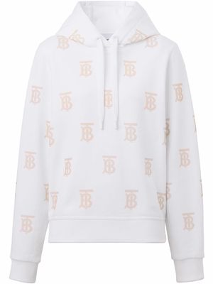 Burberry TB print drawstring hoodie - White