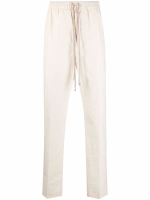 Rick Owens pressed-crease drawstring-waist straight trousers - White