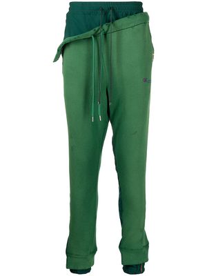 Maison Mihara Yasuhiro layered distressed track pants - Green
