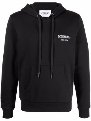 Iceberg embroidered-logo hoodie - Black