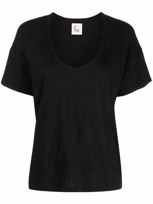 PAULA U-neck short-sleeved T-shirt - Black