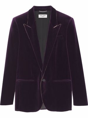 Saint Laurent piping-detail single-breasted blazer - Purple