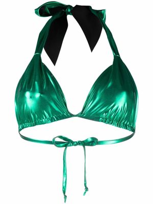 Forte Forte laminated-effect bikini top - Green