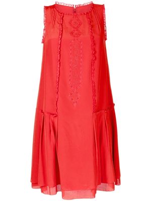 SHIATZY CHEN silk lace panelled dress - Red