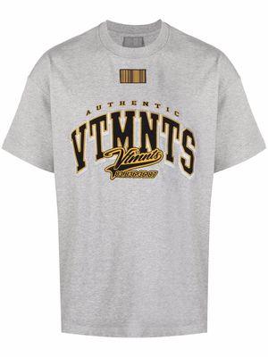 VETEMENTS embroidered-logo cotton T-shirt - Grey