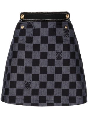 Giambattista Valli checkerboard-print A-line miniskirt - Blue