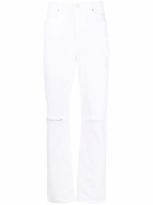 ETRO ripped-knee straight-leg jeans - White