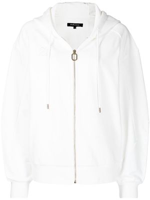 tout a coup logo-embroidered zipped hoodie - White
