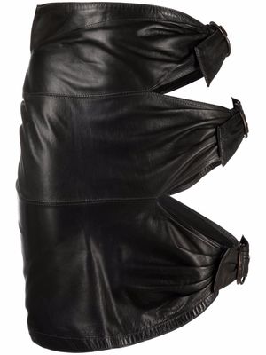 Alaïa Pre-Owned 1980s buckled sides leather skirt - Black