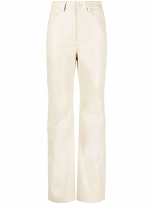 REMAIN straight-leg leather trousers - Neutrals