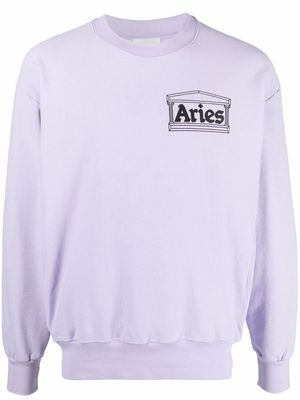 Aries logo-print cotton sweatshirt - Purple