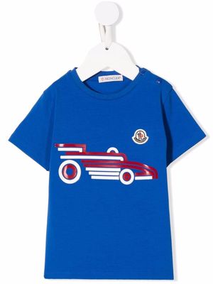Moncler Enfant car-print cotton T-shirt - Blue