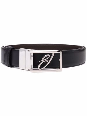 Brioni logo-plaque leather belt - Black