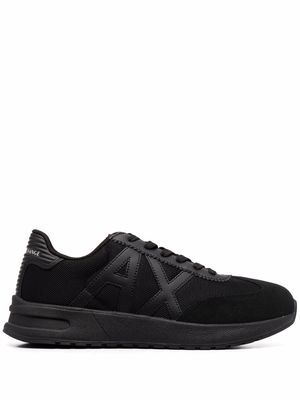 Armani Exchange logo-patch leather trainers - Black