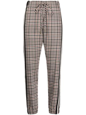 Monse plaid-check tapered track trousers - Brown