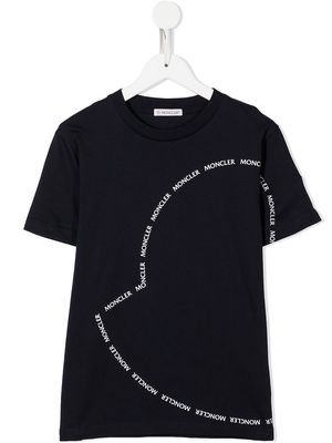 Moncler Enfant logo-print short-sleeved T-shirt - Blue