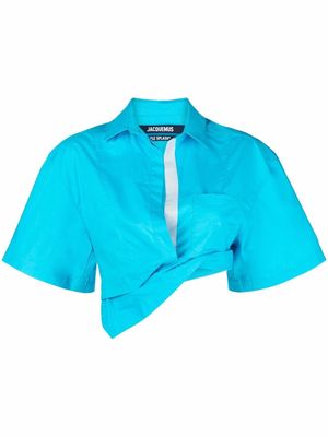 Jacquemus Capri cropped short-sleeve shirt - Blue