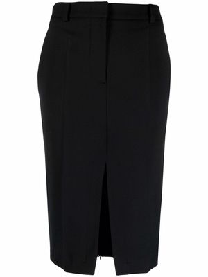 Nº21 front-slit knee-length pencil skirt - Black