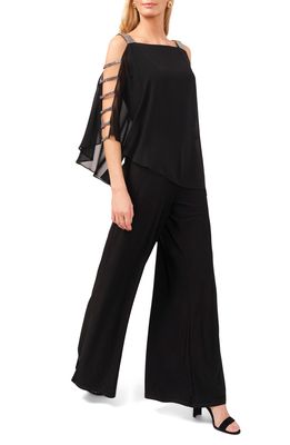 Chaus Overlay Ladder Sleeve Jumpsuit in Metal Grey