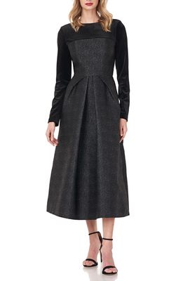 Kay Unger Blaire Velvet Jacquard Cocktail Dress in Black