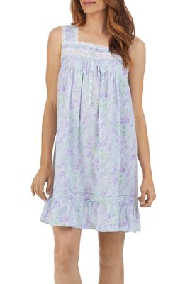 Eileen West Floral Short Cotton Nightgown in Blue/Floral