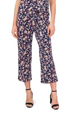Chaus Floral Wide Leg Crop Pants in Navy/Yellow