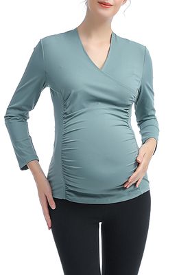 Kimi and Kai Essential Active Maternity/Nursing Top in Beryl Green