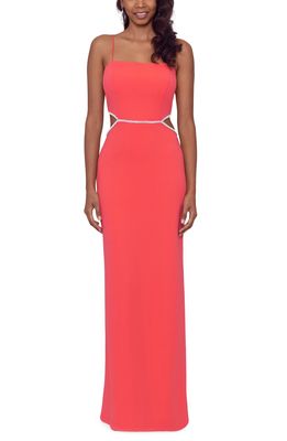 Xscape Side Cutout Scuba Crepe Gown in Orange