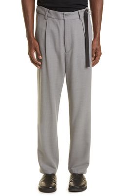 4SDesigns FB Pleated Wool Pants in Light Grey