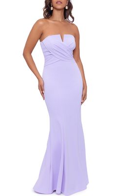 Xscape Strapless Scuba Crepe Gown in Lilac