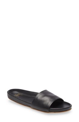 Beek Gallito Leather Slide Sandal in Black/Black