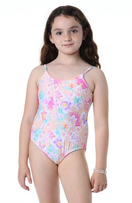 Hobie Kids' Island One-Piece Swimsuit in Neon Orange Washed