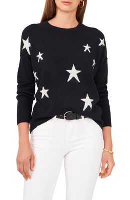 Vince Camuto Star Crewneck Sweater in Rich Black