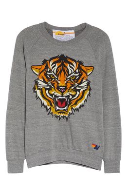 Aviator Nation Tiger Print Sweatshirt in Heather Grey