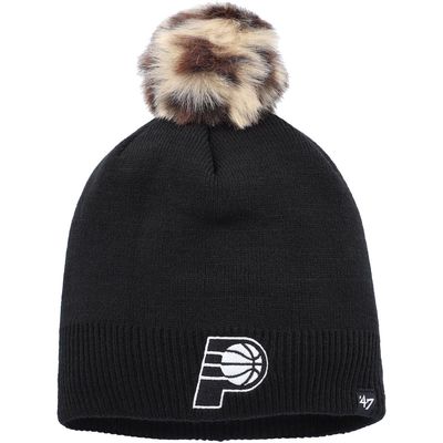 Women's '47 Black Indiana Pacers Serengeti Knit Beanie with Pom