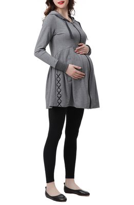 Kimi and Kai Malory Maternity Babydoll Hoodie in Grey
